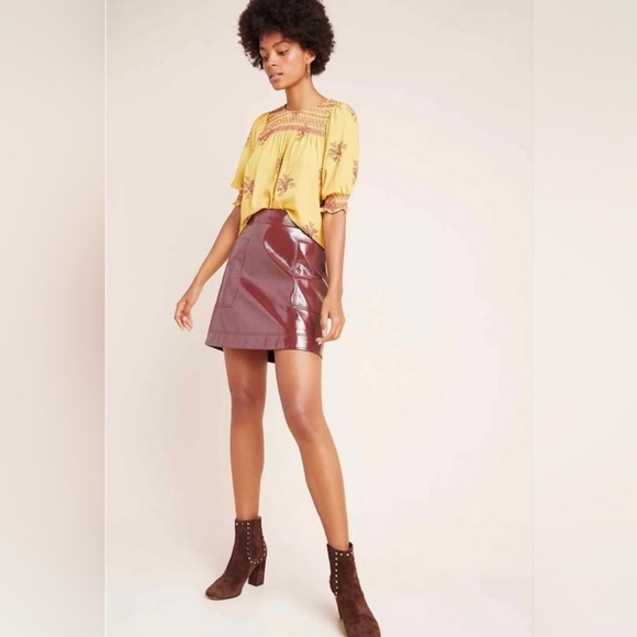 Anthropologie Dresses & Skirts - Anthropologie Maeve Faux Patent Leather Skirt, Size 0